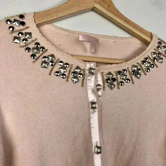 Rebecca Taylor Embellished Silk Cashmere Cardigan Sweater Small - Picture 5 of 7